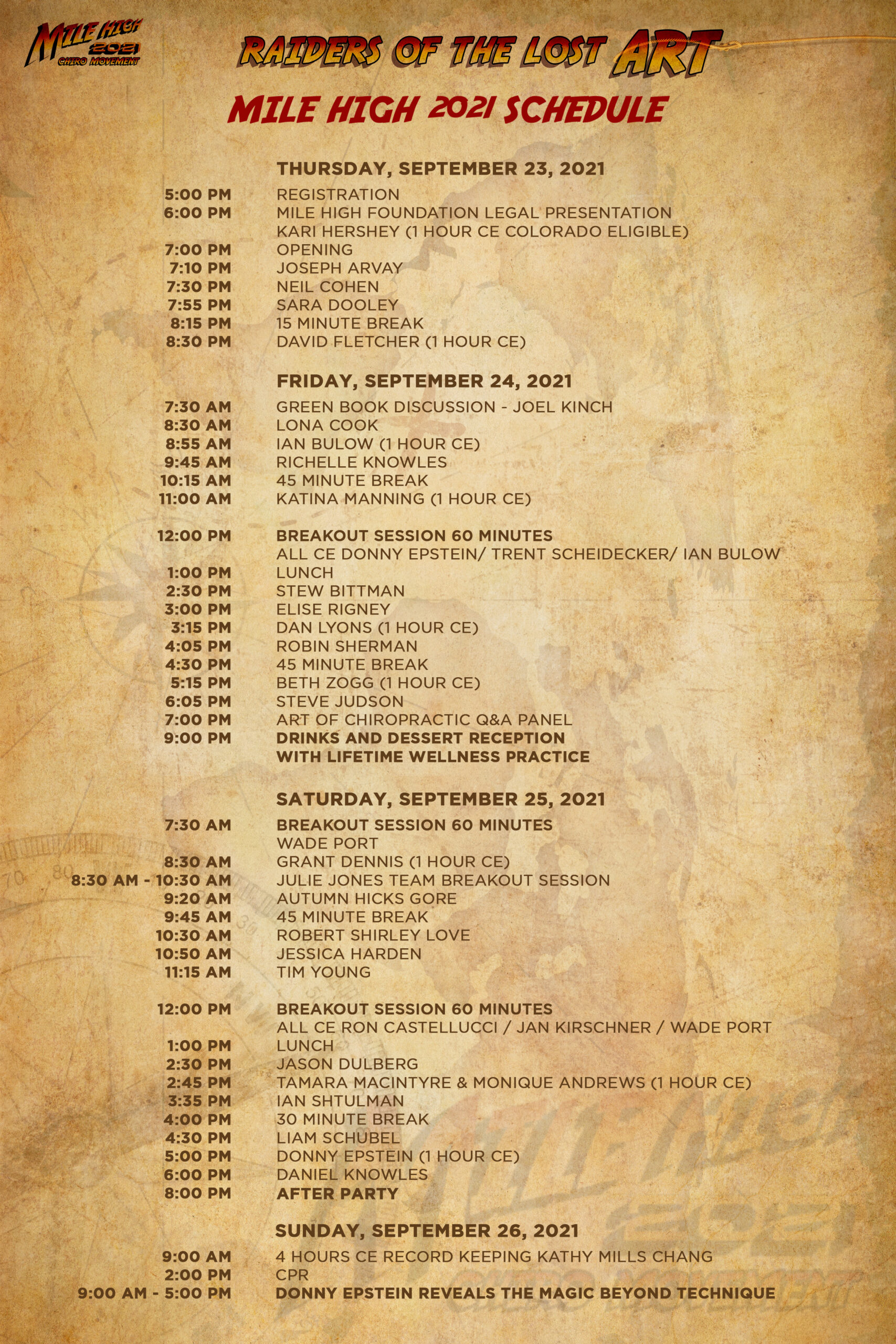 MILE HIGH Schedule Mile High Chiro